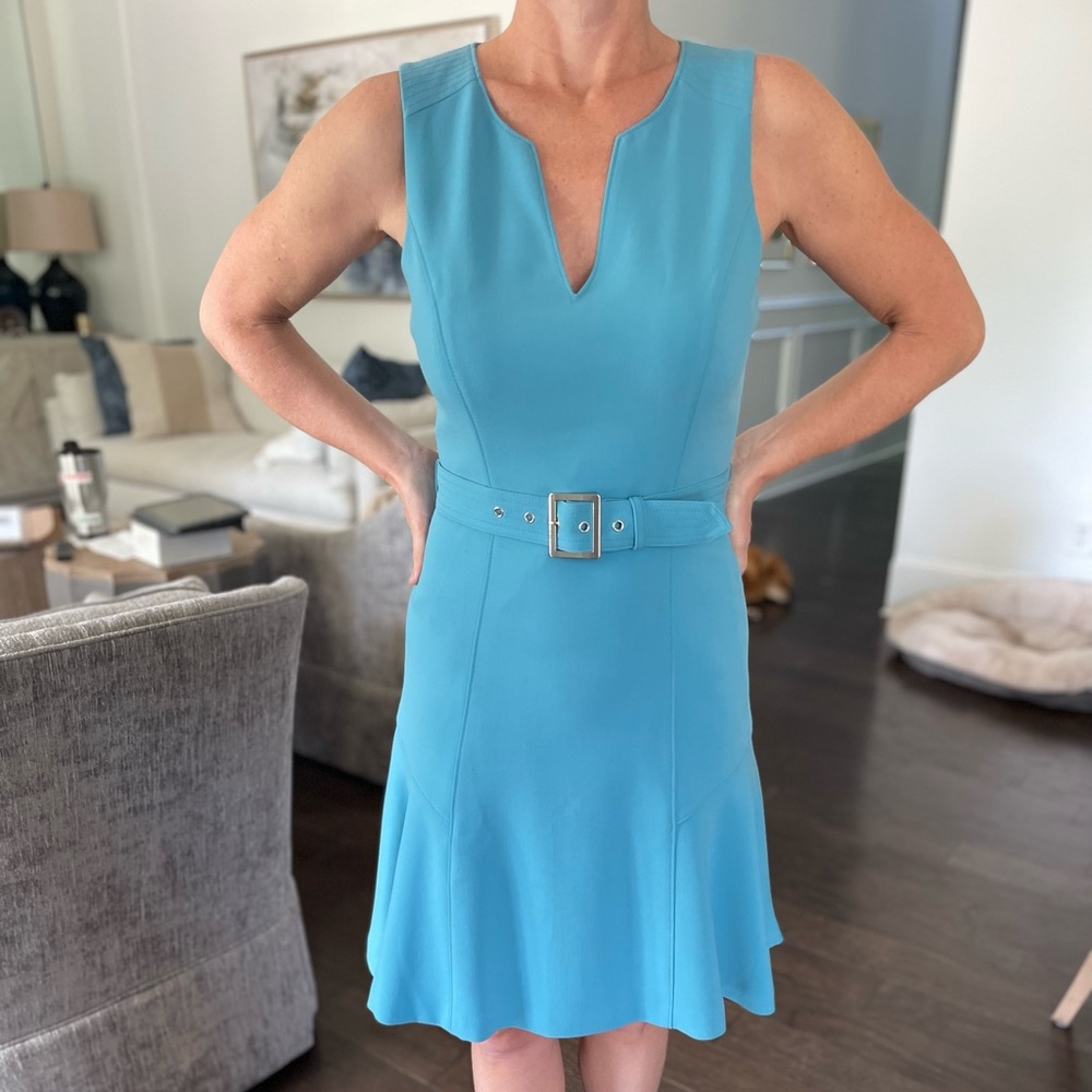 White House Black Market Dress Teal dress w/belt.